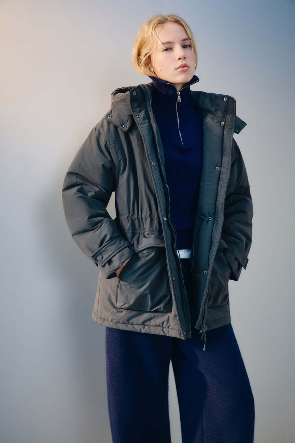 Куртка-парка с капюшоном - цвет серый - 3