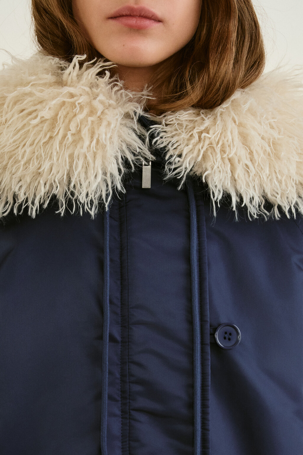 Куртка-бомбер с широким воротником - цвет синий - 5