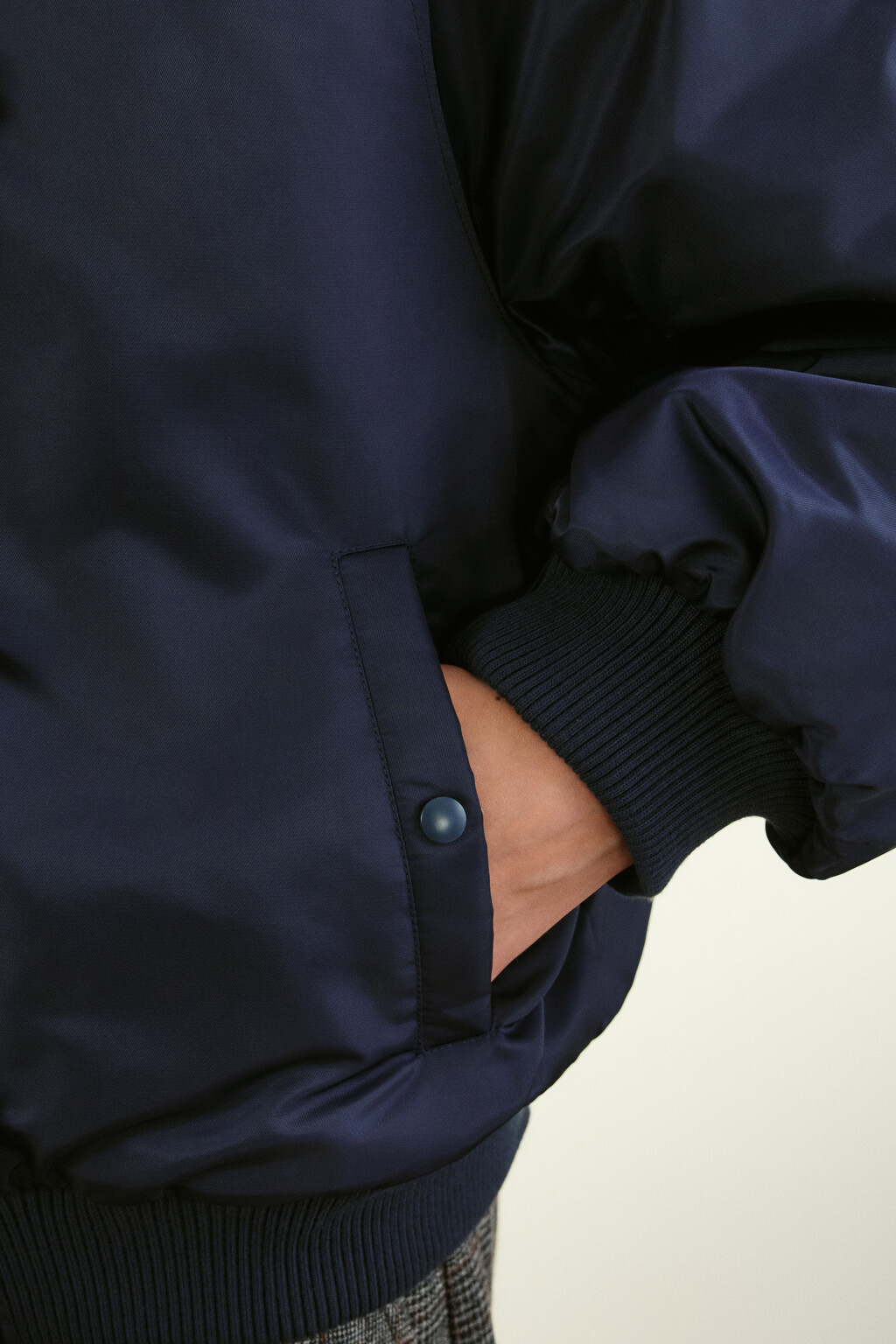 Куртка-бомбер с широким воротником - цвет синий - 6