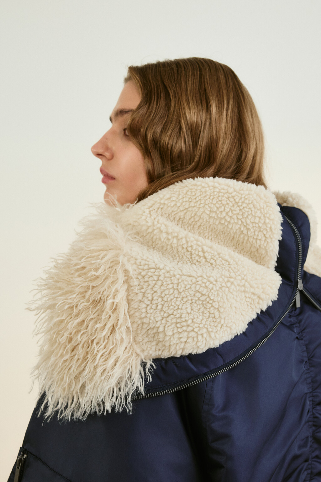 Куртка-бомбер с широким воротником - цвет синий - 7