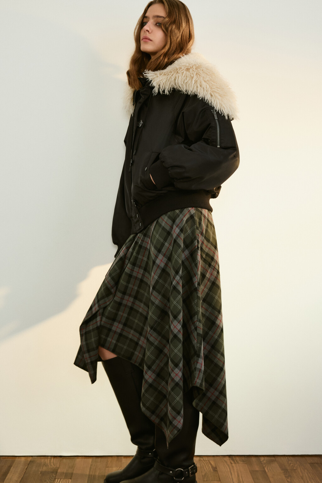 Куртка-бомбер с широким воротником - цвет черный - 3