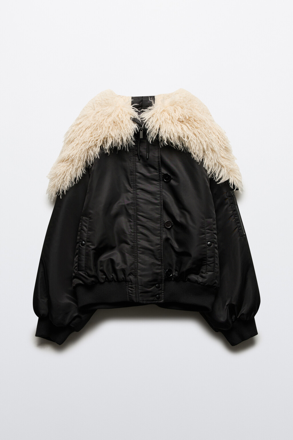 Куртка-бомбер с широким воротником - цвет черный - 11