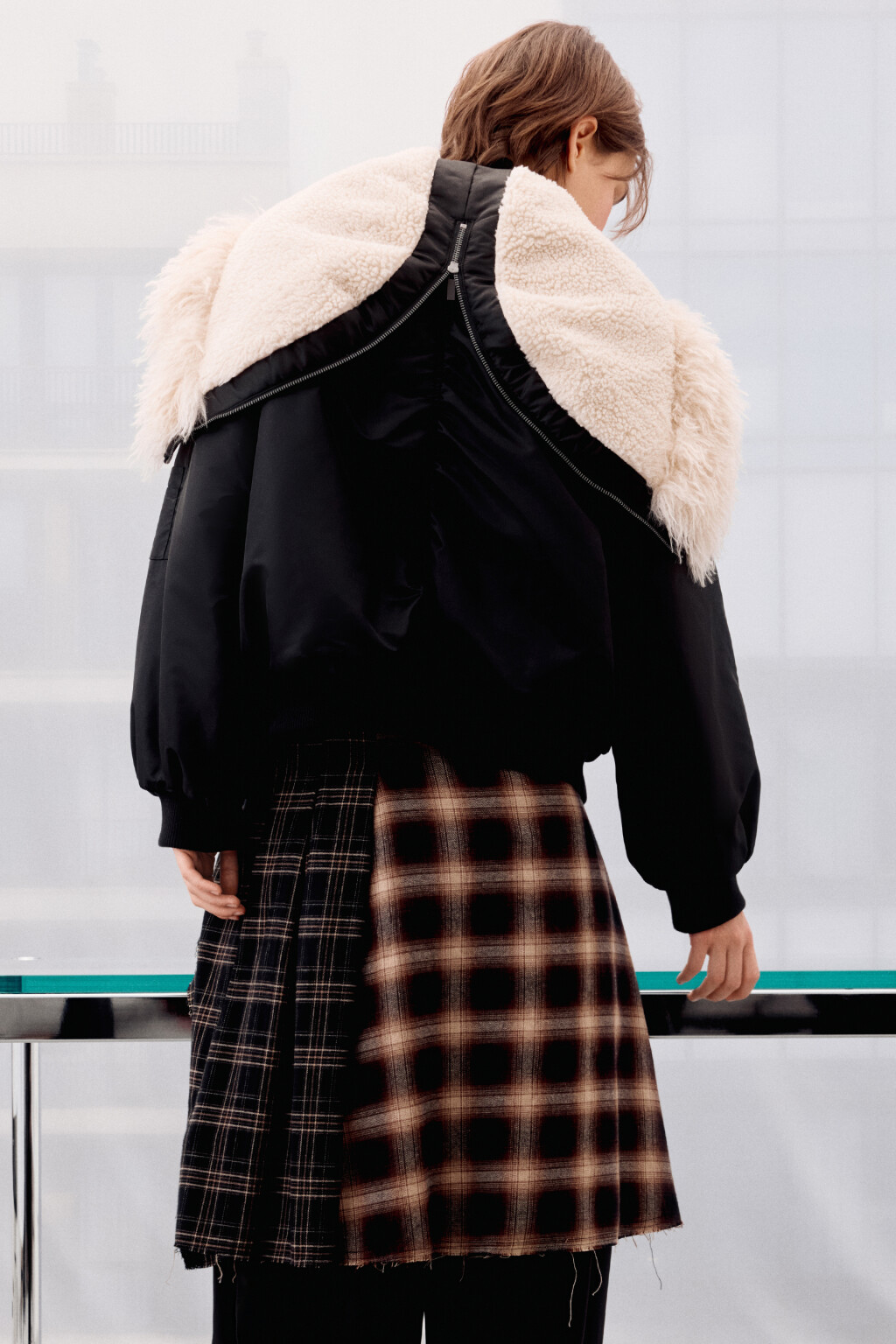 Куртка-бомбер с широким воротником - цвет черный - 1