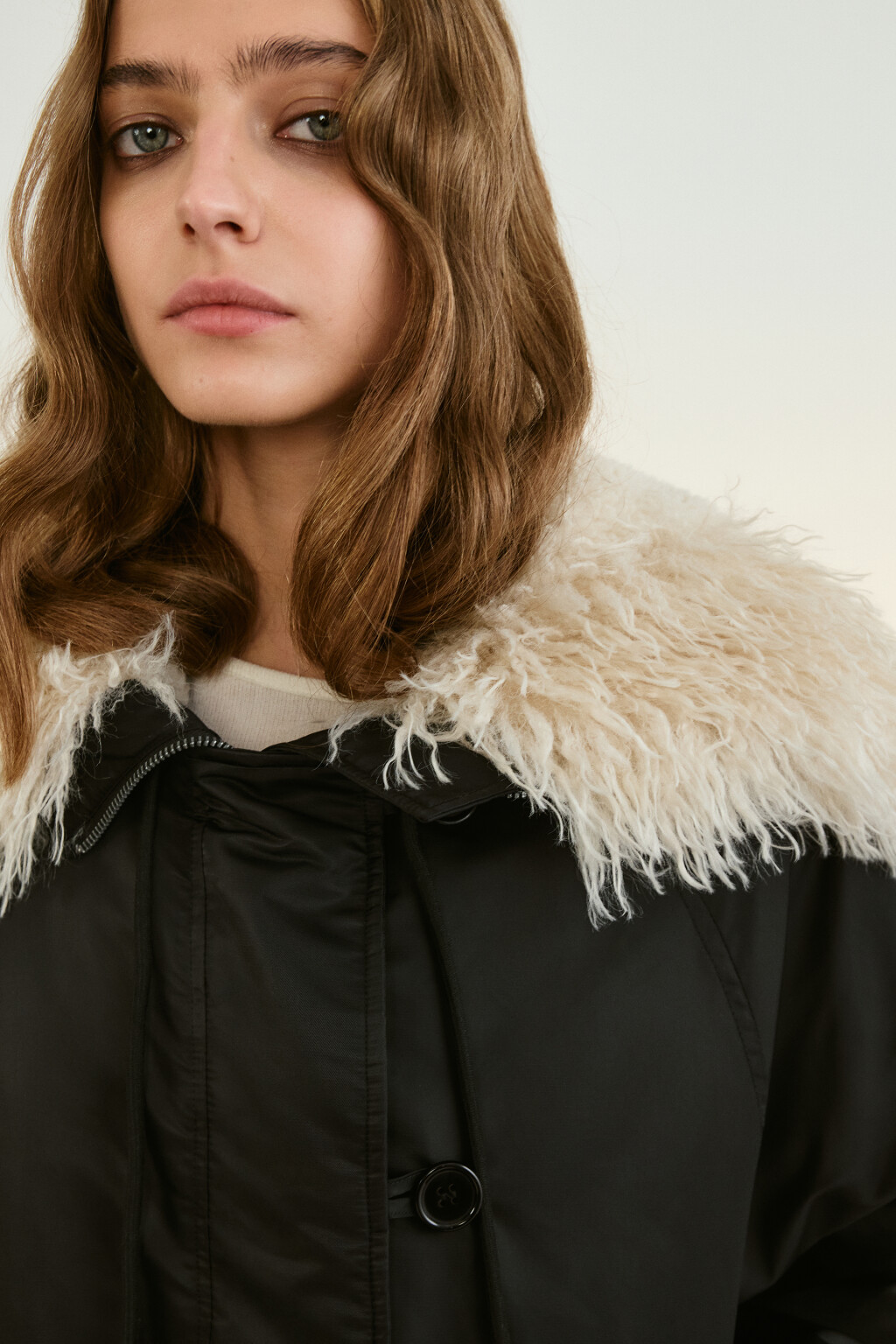 Куртка-бомбер с широким воротником - цвет черный - 7