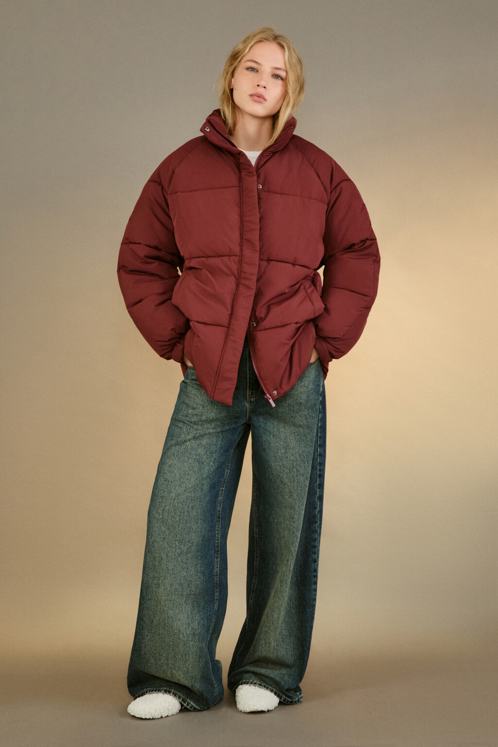 Куртка стеганая с воротником-стойкой - цвет бордовый - 5