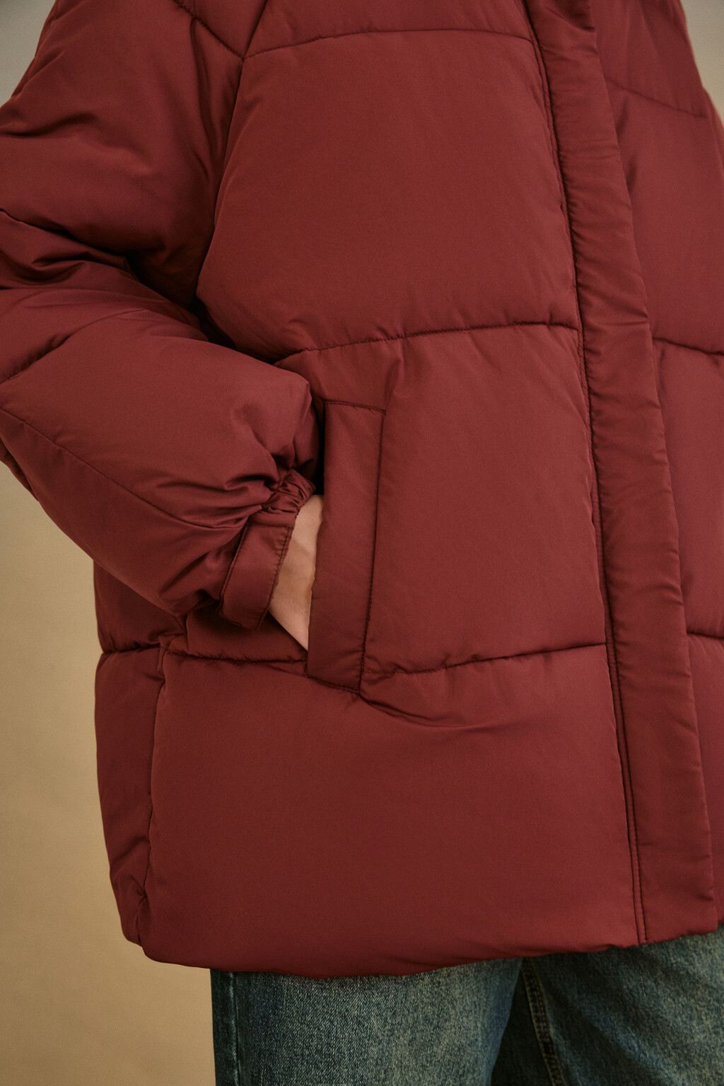 Куртка стеганая с воротником-стойкой - цвет бордовый - 6