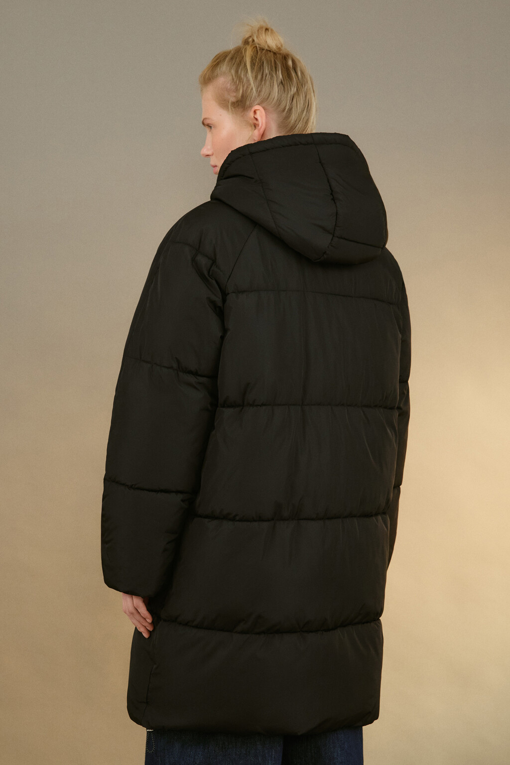Пальто стеганое с капюшоном - цвет черный - 3