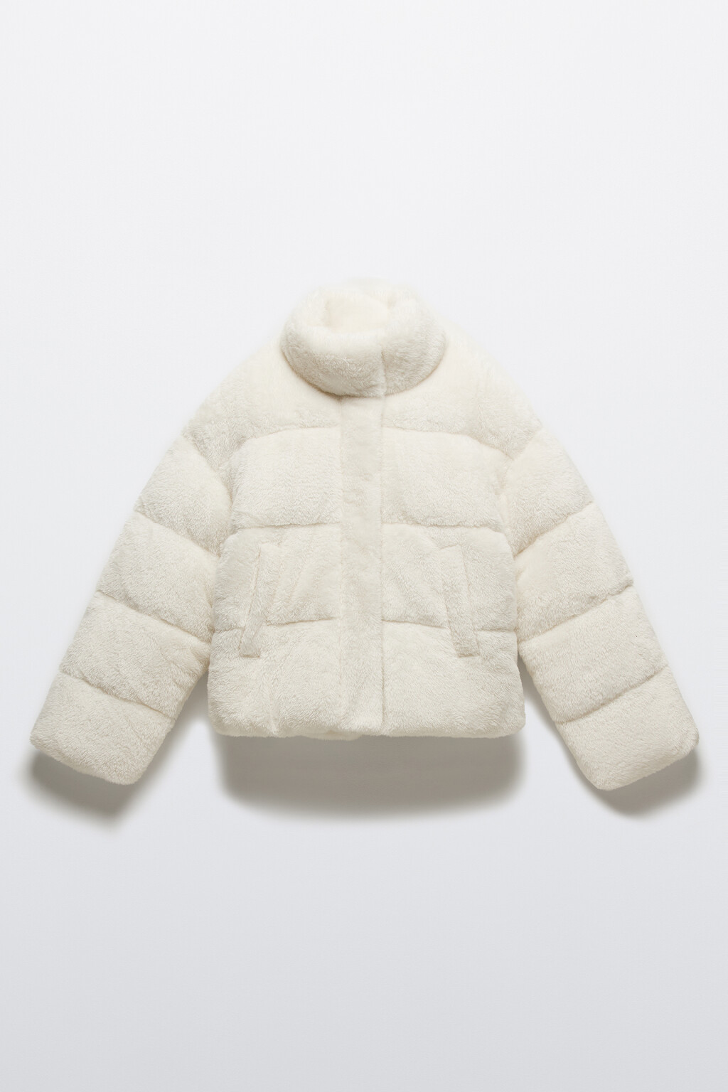 Куртка стеганая с меховой фактурой - цвет молочный - 9