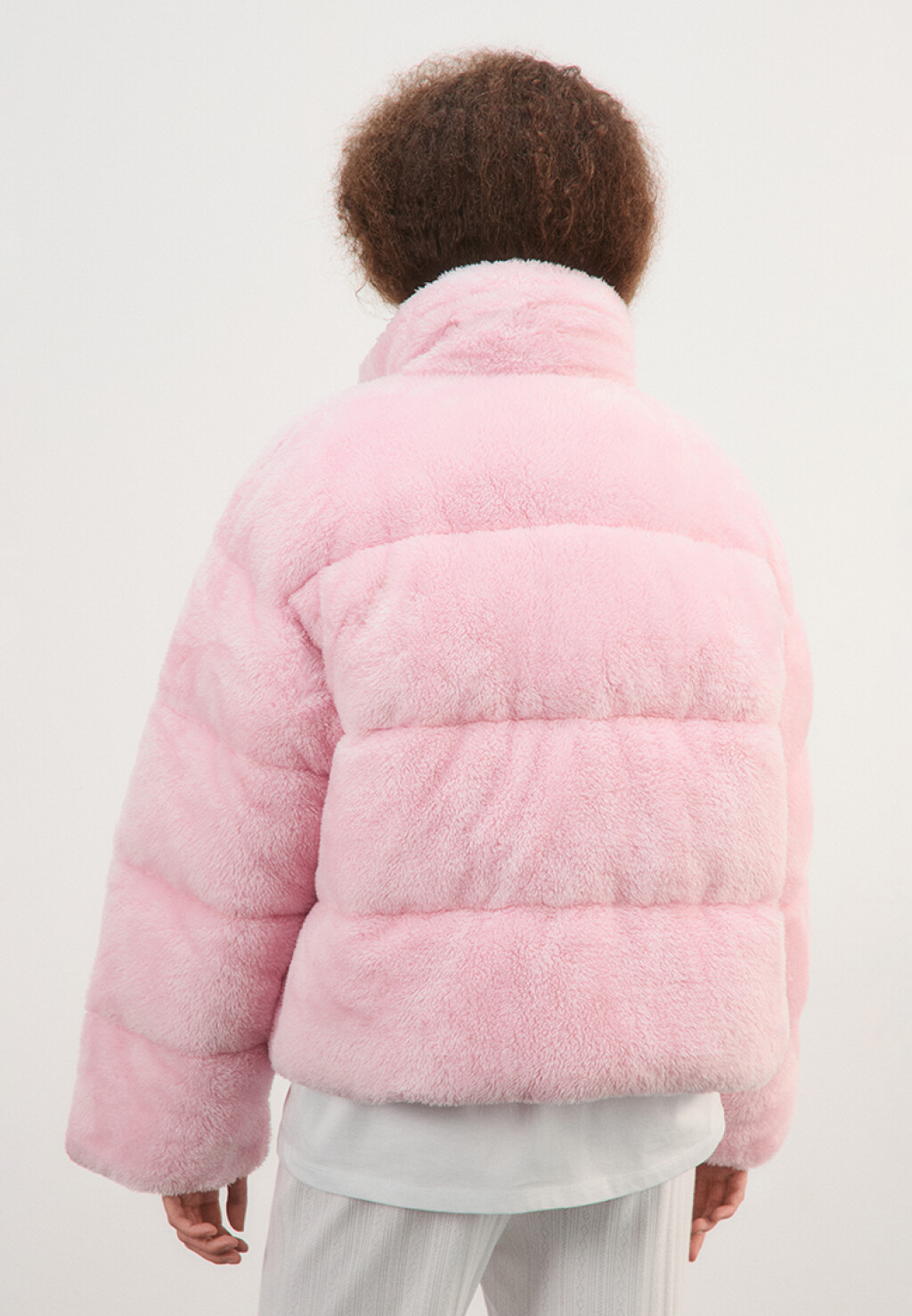 Куртка стеганая с меховой фактурой - цвет розовый - 10