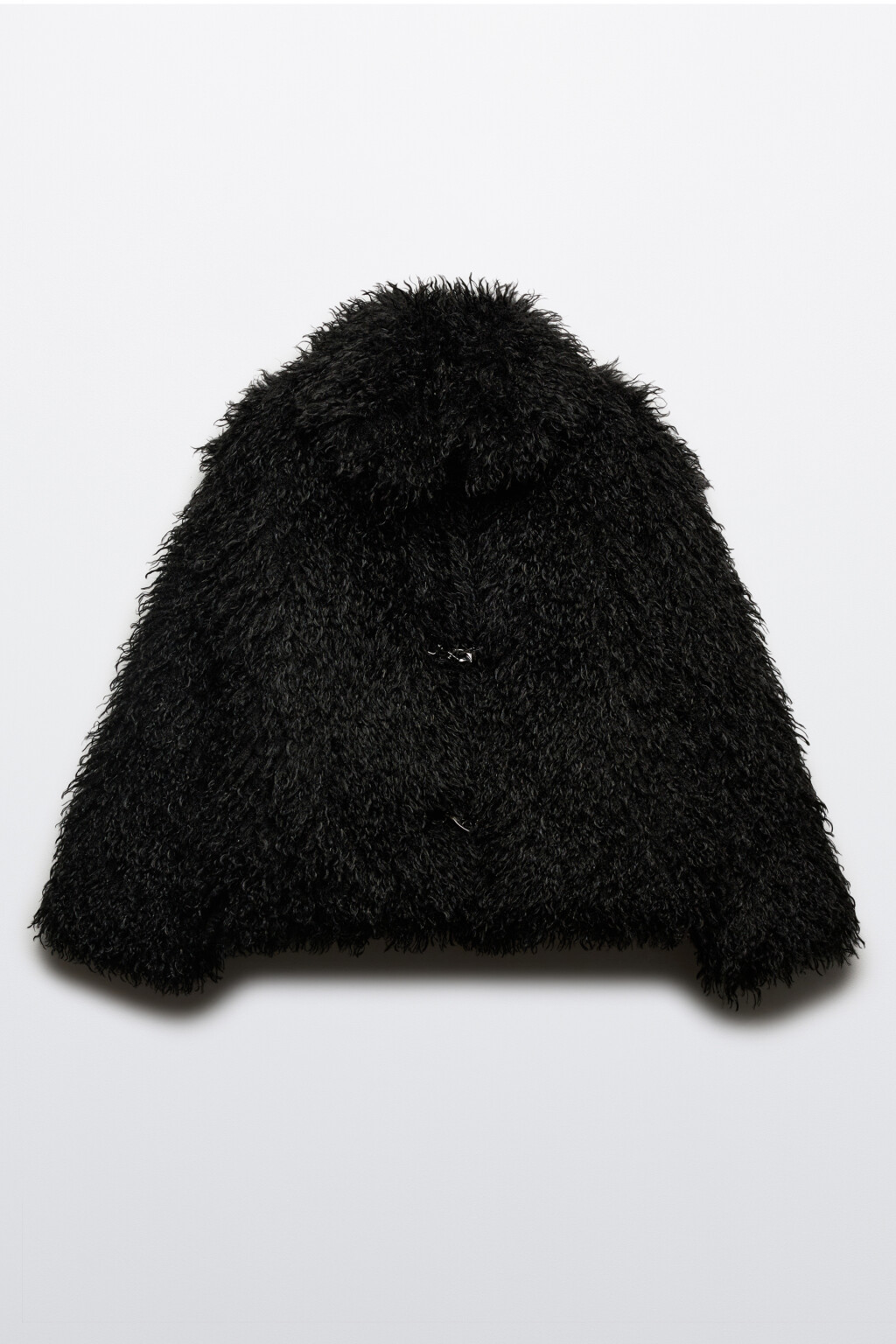Шуба короткая с длинным ворсом - цвет черный - 9