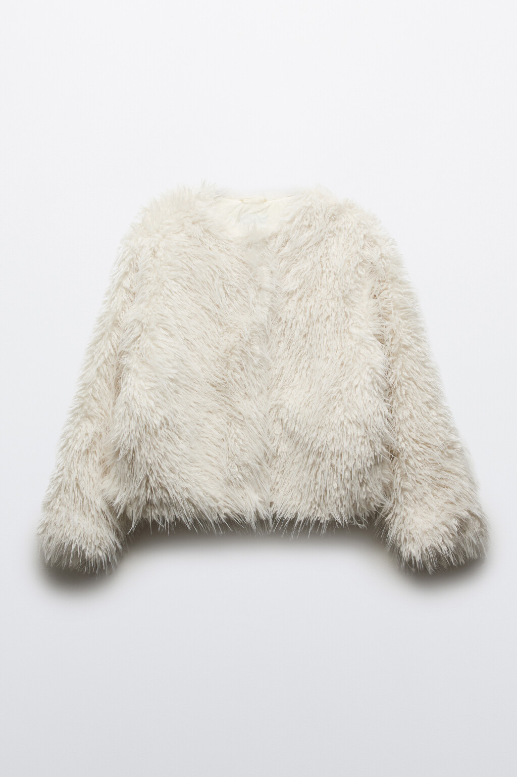 Шуба короткая с длинным ворсом - цвет молочный - 8