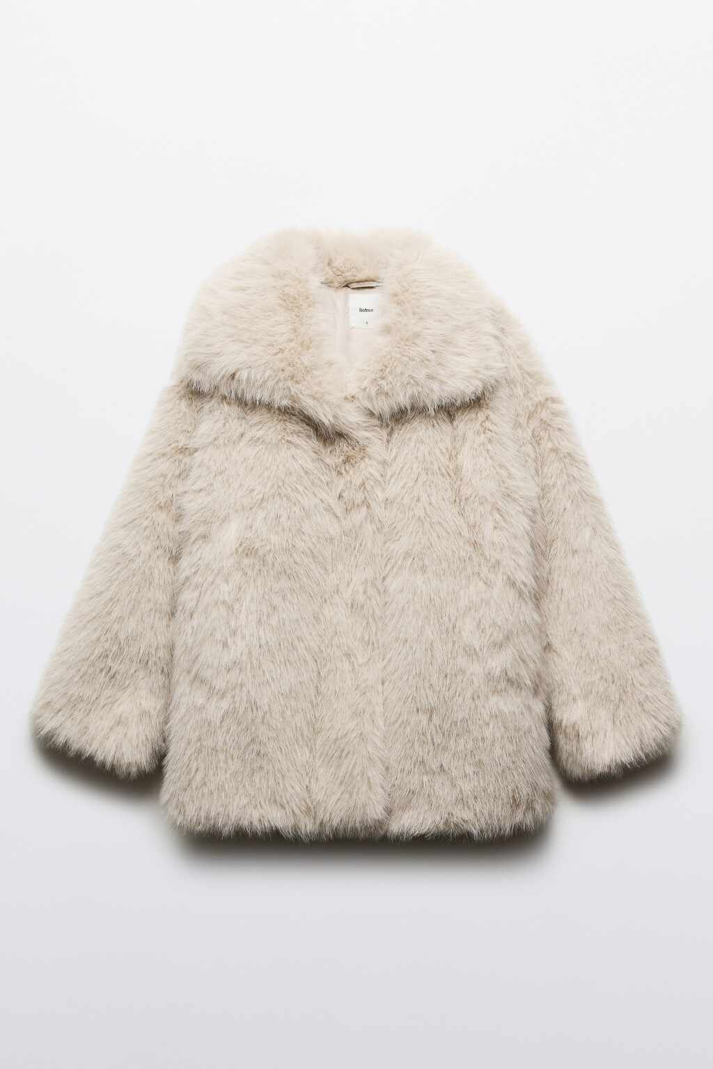 Шуба короткая с длинным ворсом - цвет бежевый - 9