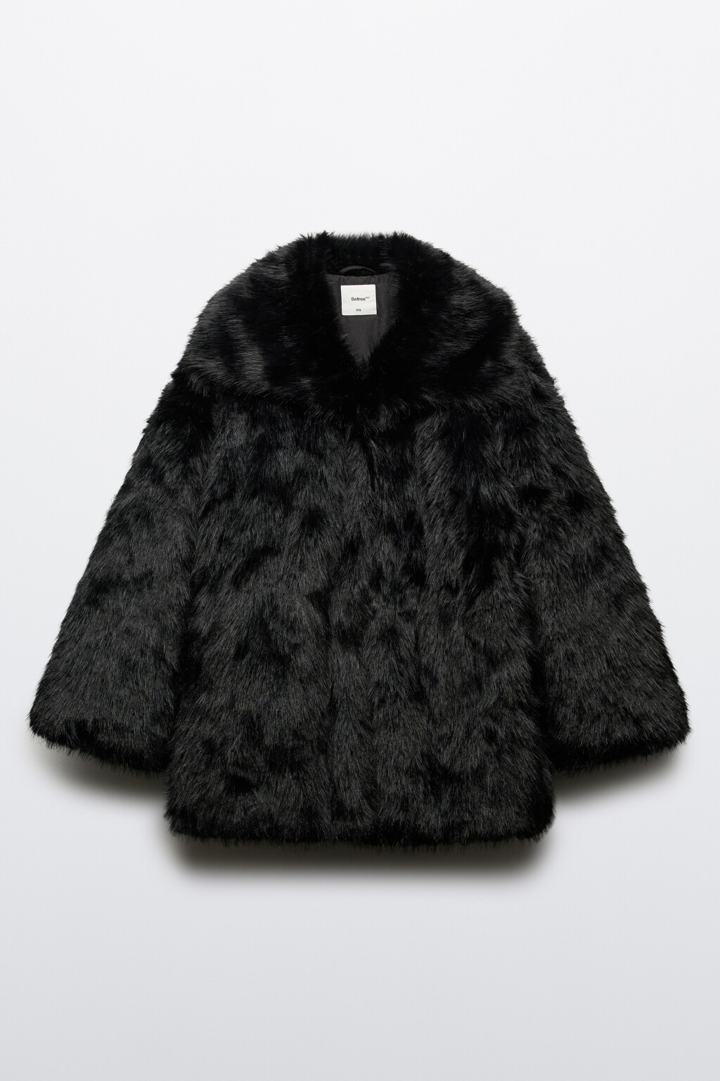 Шуба короткая с длинным ворсом - цвет черный - 9