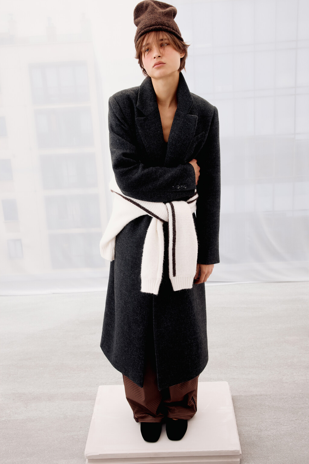 Пальто драповое с подкладкой - цвет серый - 9