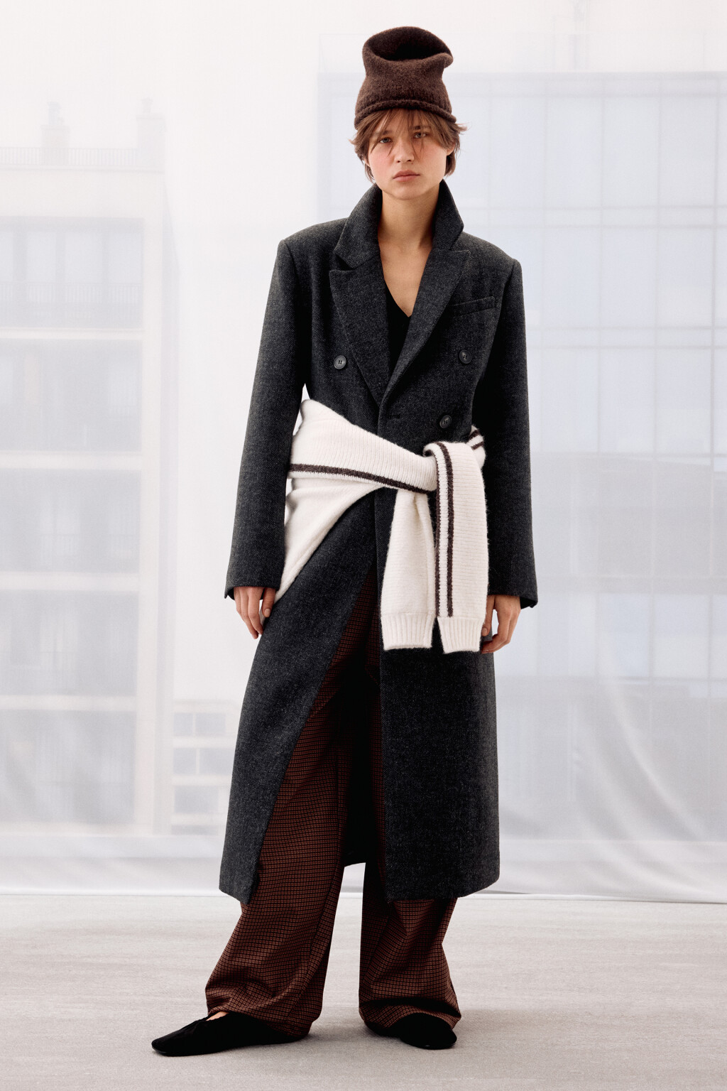 Пальто драповое с подкладкой - цвет серый - 11