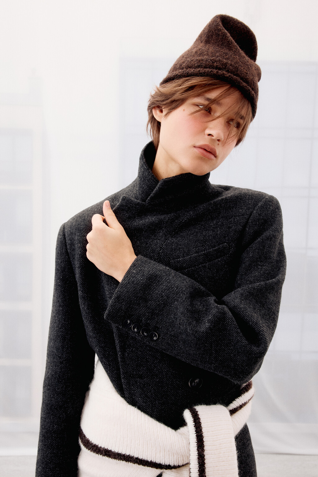 Пальто драповое с подкладкой - цвет серый - 10