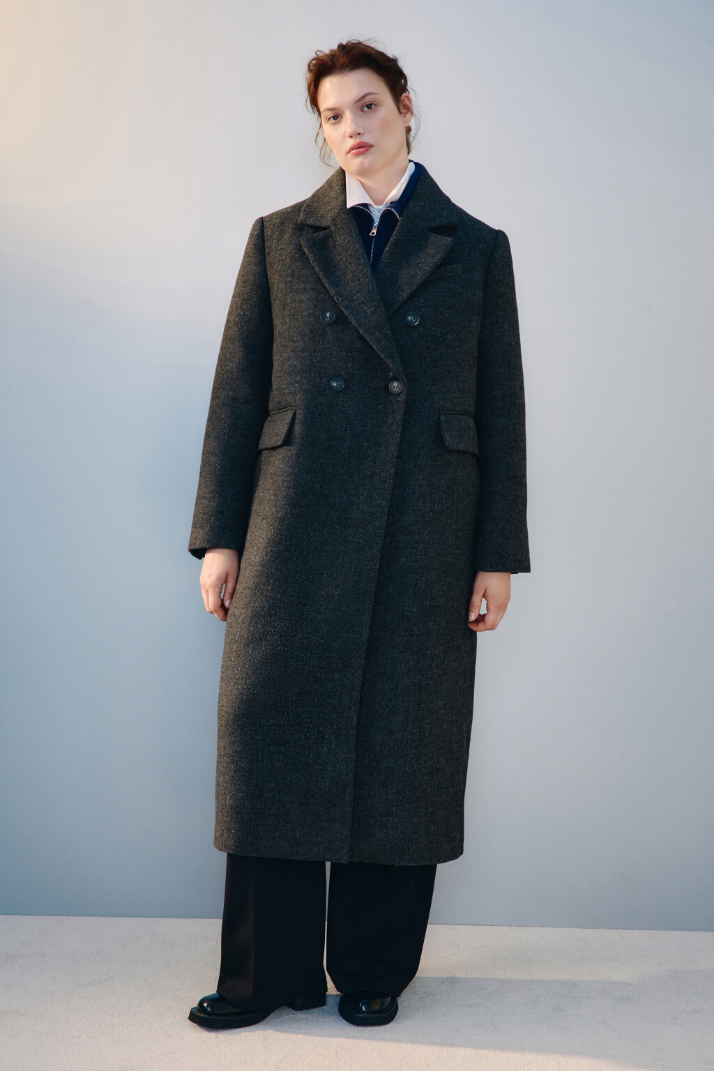 Пальто драповое с подкладкой - цвет серый - 2