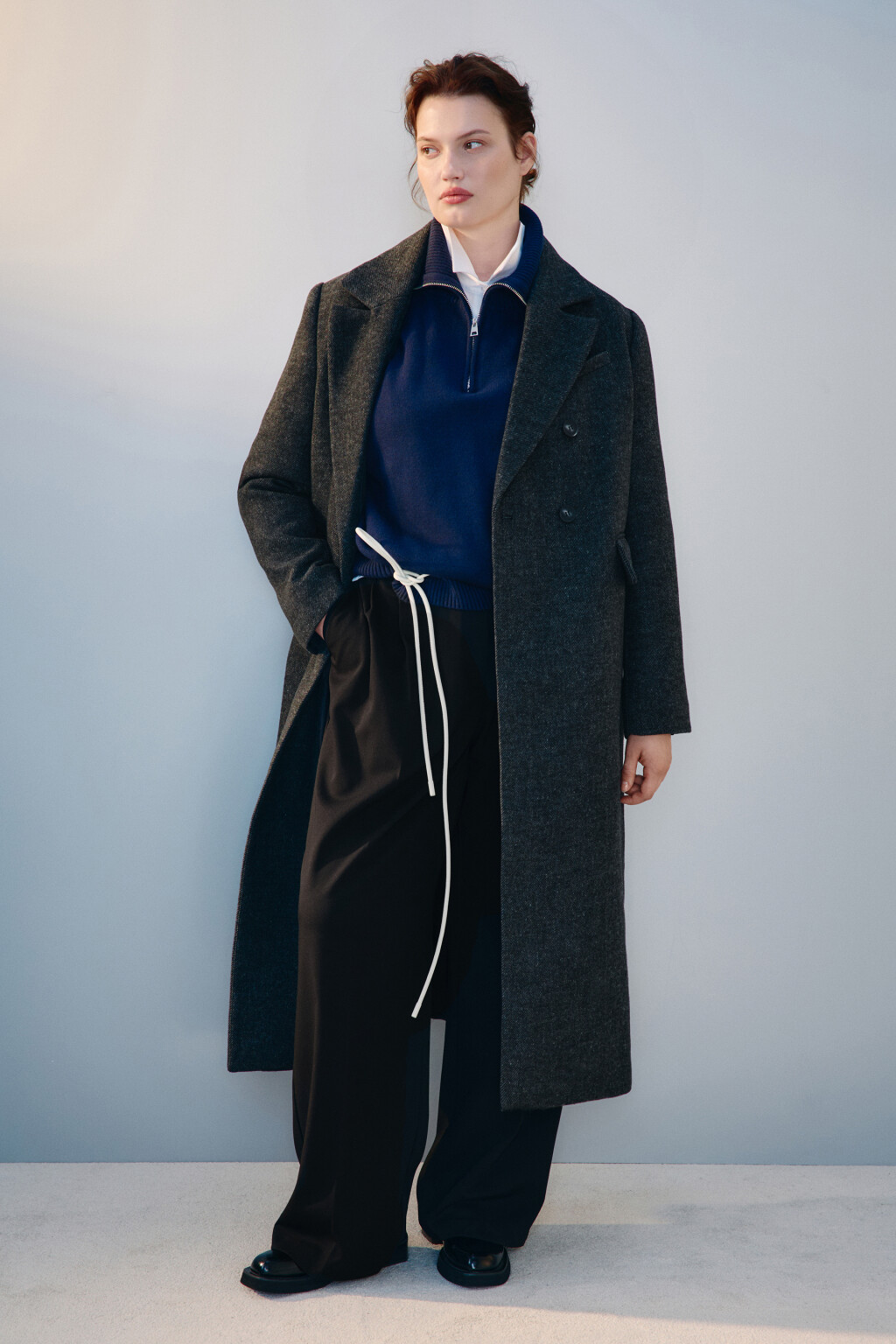 Пальто драповое с подкладкой - цвет серый - 4