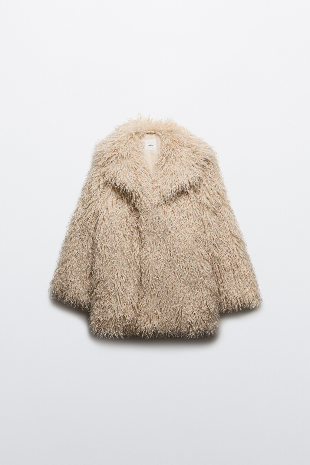 Шуба утепленная с длинным ворсом - цвет бежевый - 12