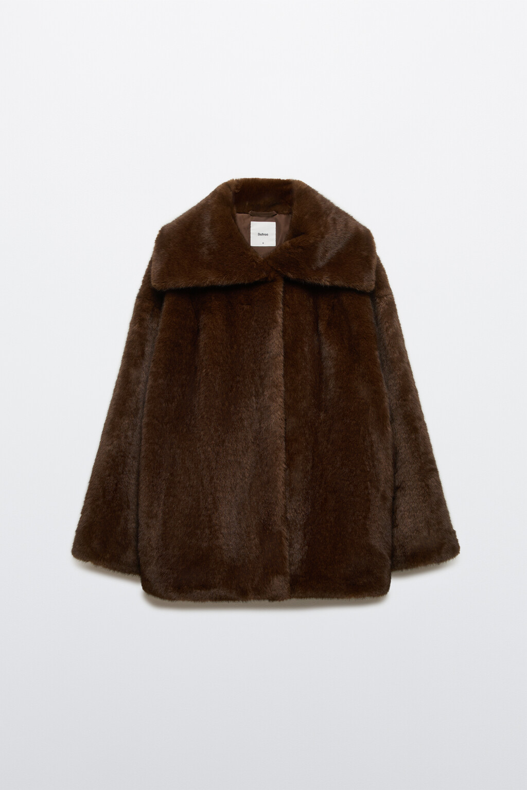 Шуба короткая с норковой фактурой - цвет коричневый - 8