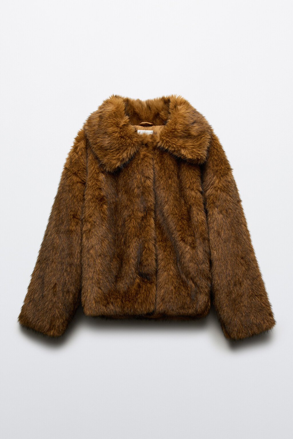 Шуба короткая с длинным ворсом - цвет коричневый - 11