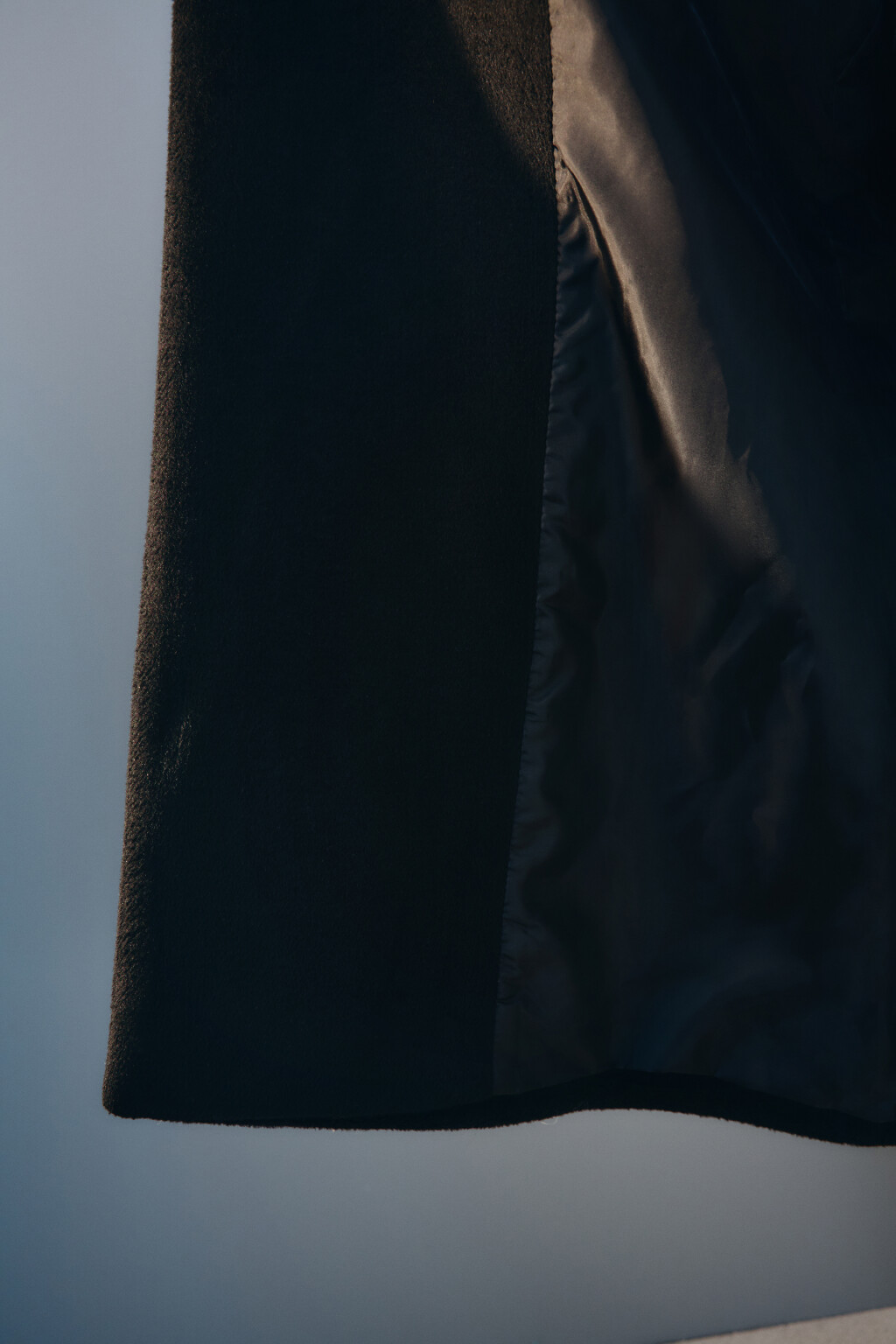 Пальто длинное драповое с поясом - цвет черный - 8