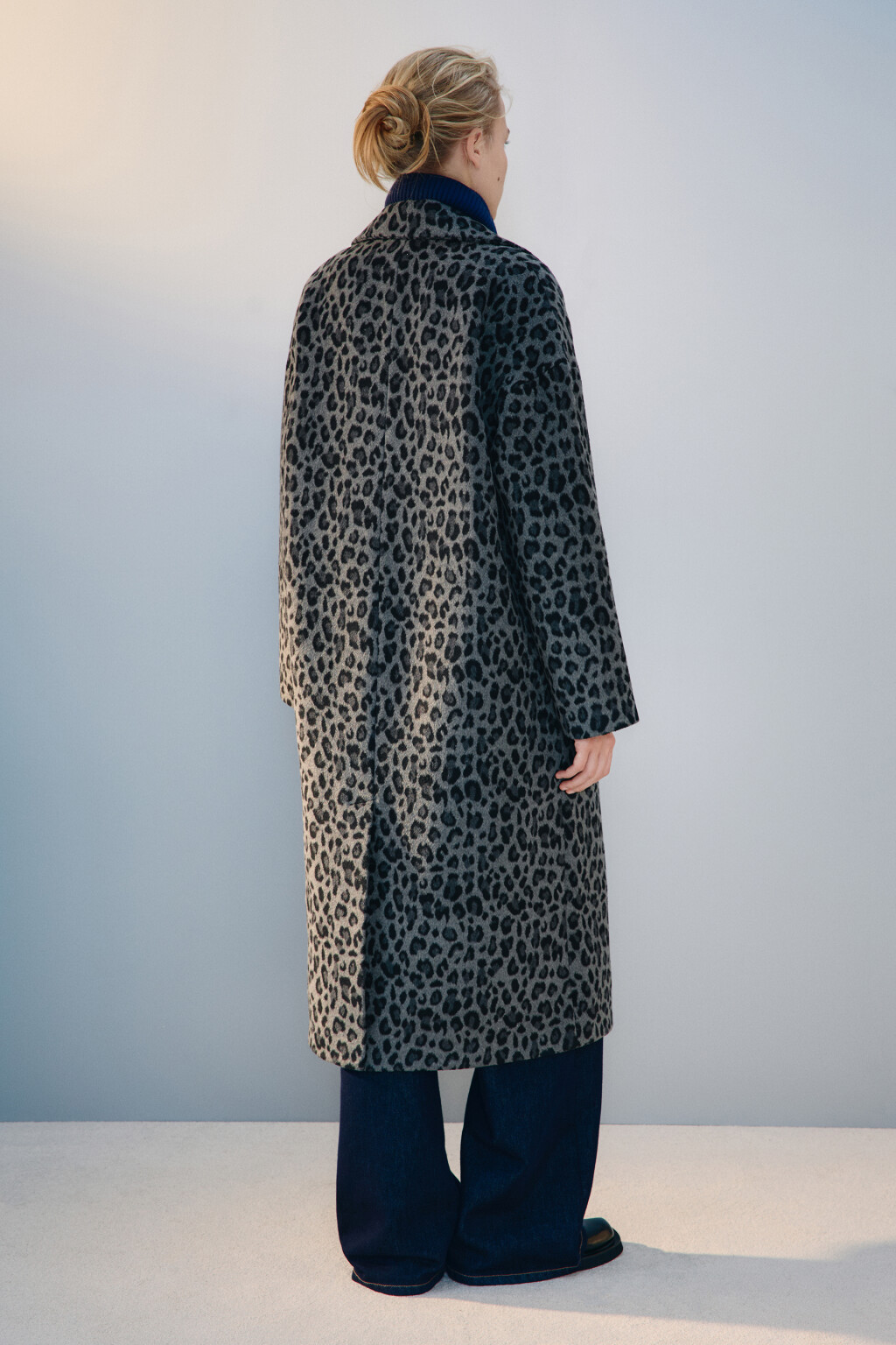 Пальто драповое с леопардовым принтом - цвет мультиколор - 4