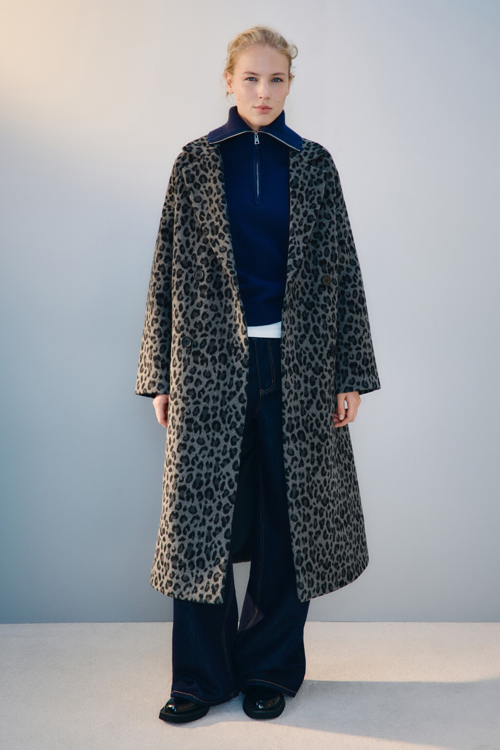 Пальто драповое с леопардовым принтом - цвет мультиколор - 5