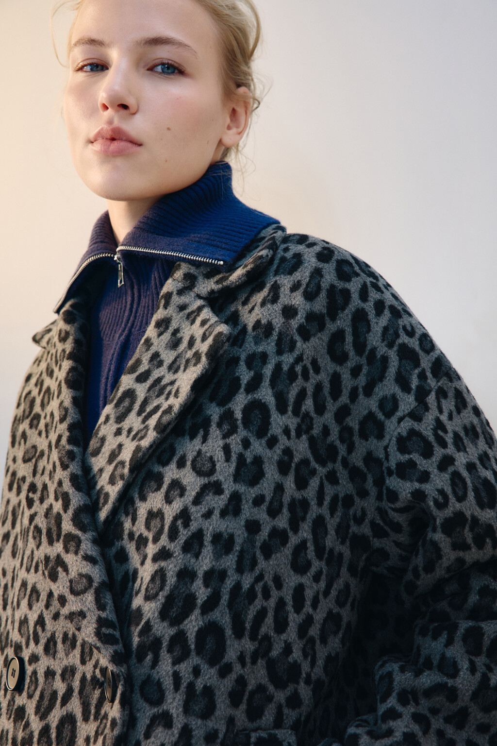 Пальто драповое с леопардовым принтом - цвет мультиколор - 6