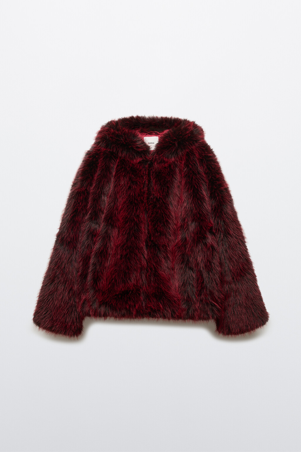 Шуба короткая с капюшоном - цвет красный - 11