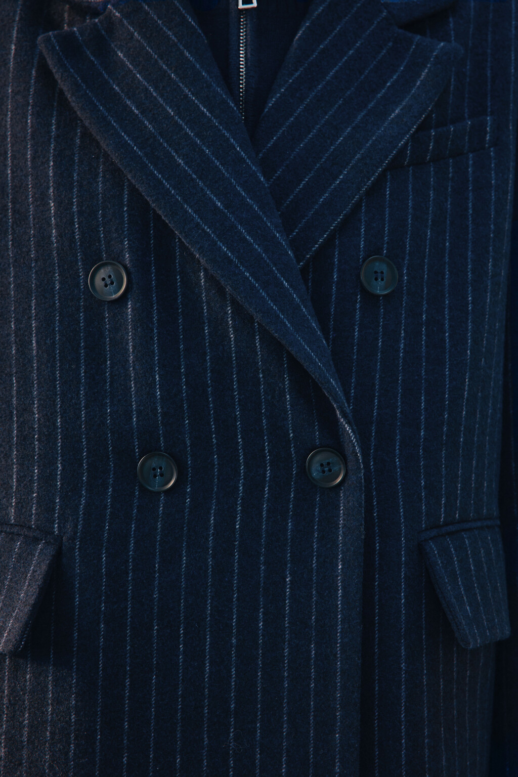 Пальто длинное драповое в полоску - цвет синий - 6
