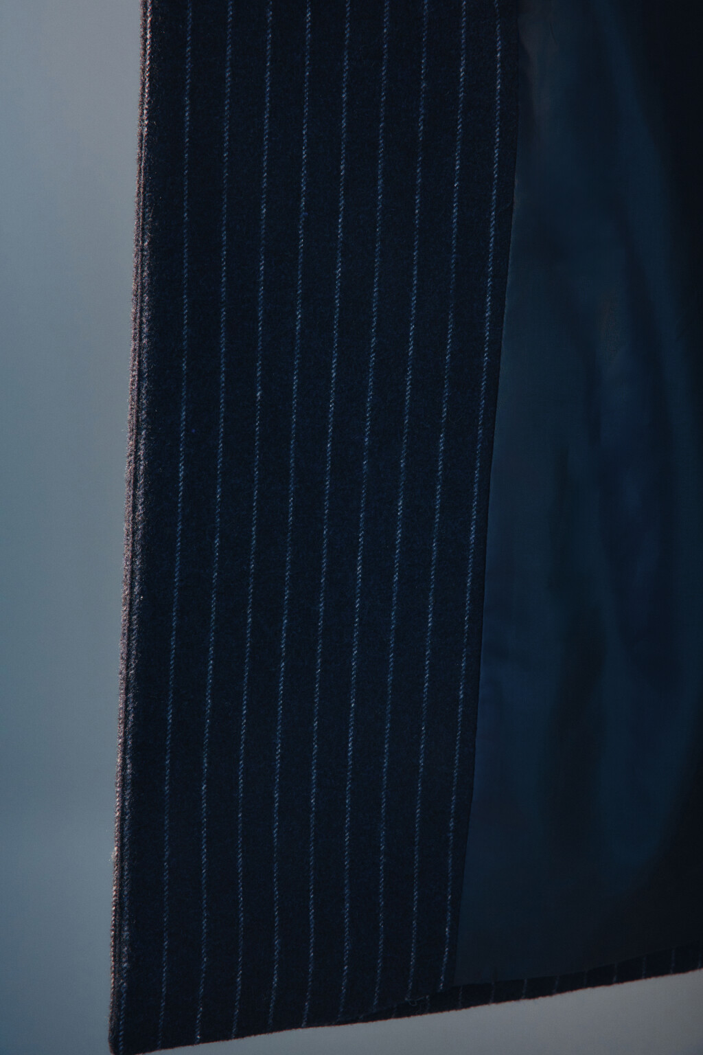 Пальто длинное драповое в полоску - цвет синий - 8