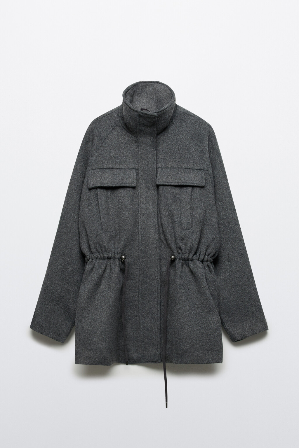 Куртка-парка драповая с поясом - цвет серый - 11