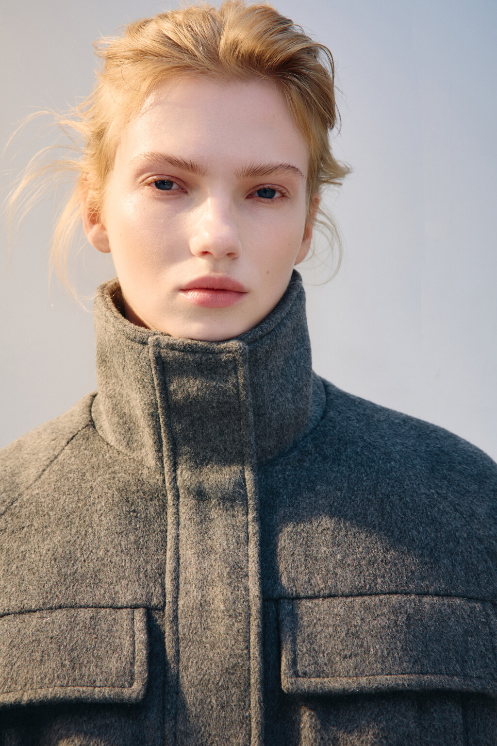 Куртка-парка драповая с поясом - цвет серый - 6