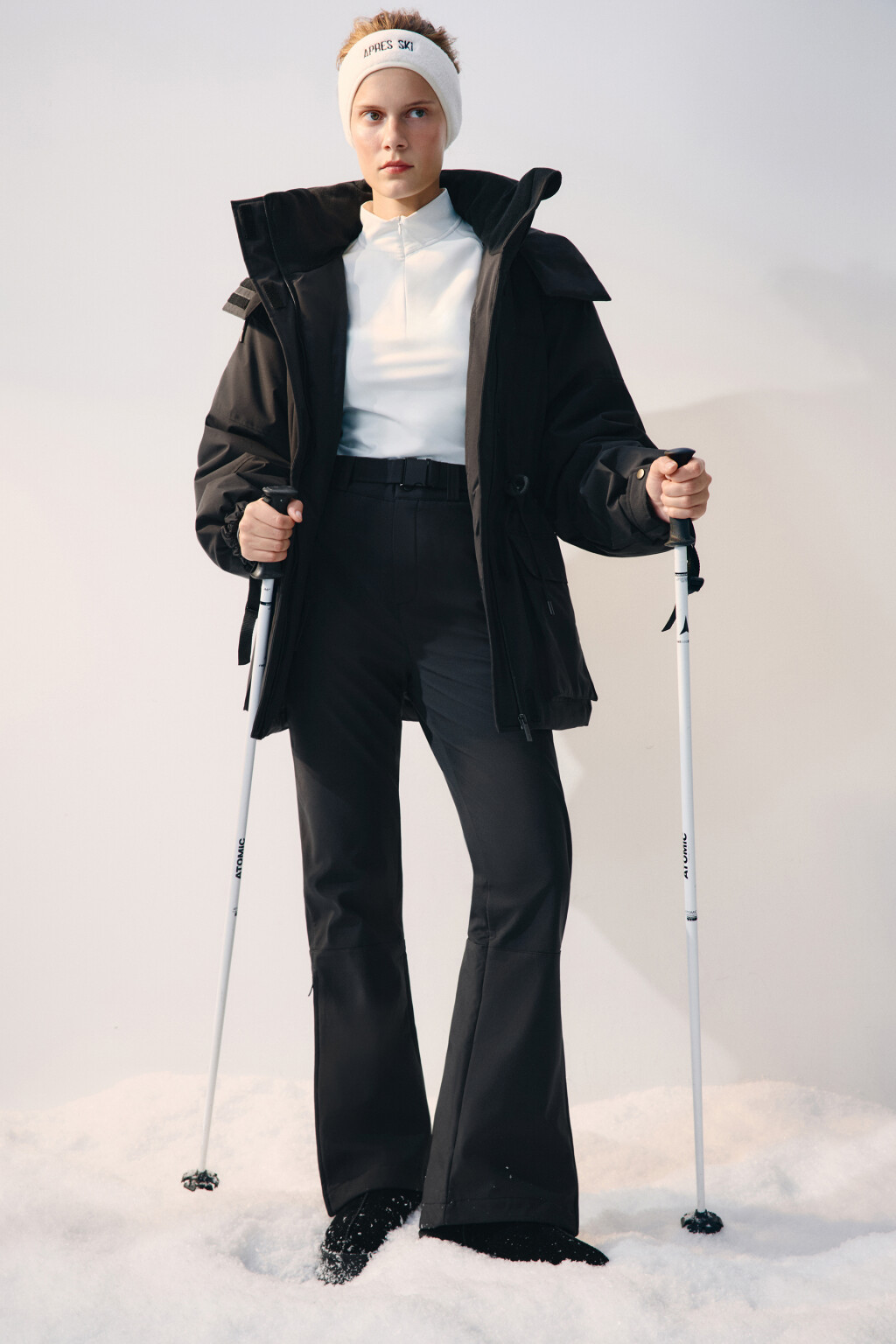 Брюки клеш горнолыжные утепленные - цвет черный - 1