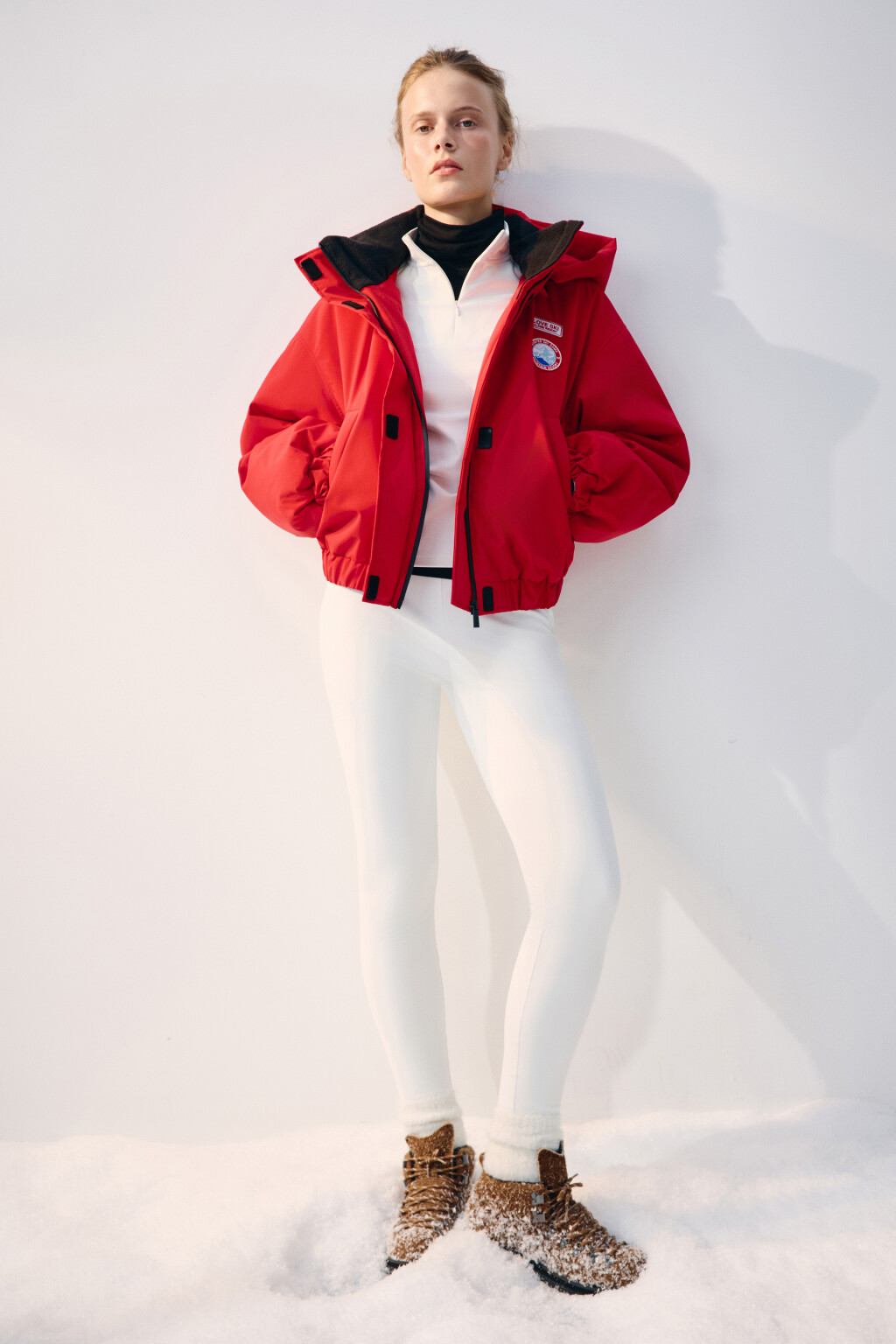 Леггинсы спортивные с начесом - цвет ванильный - 4