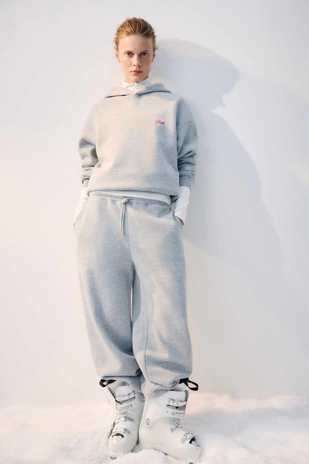 Брюки спортивные из футера с начесом - цвет серый - 2