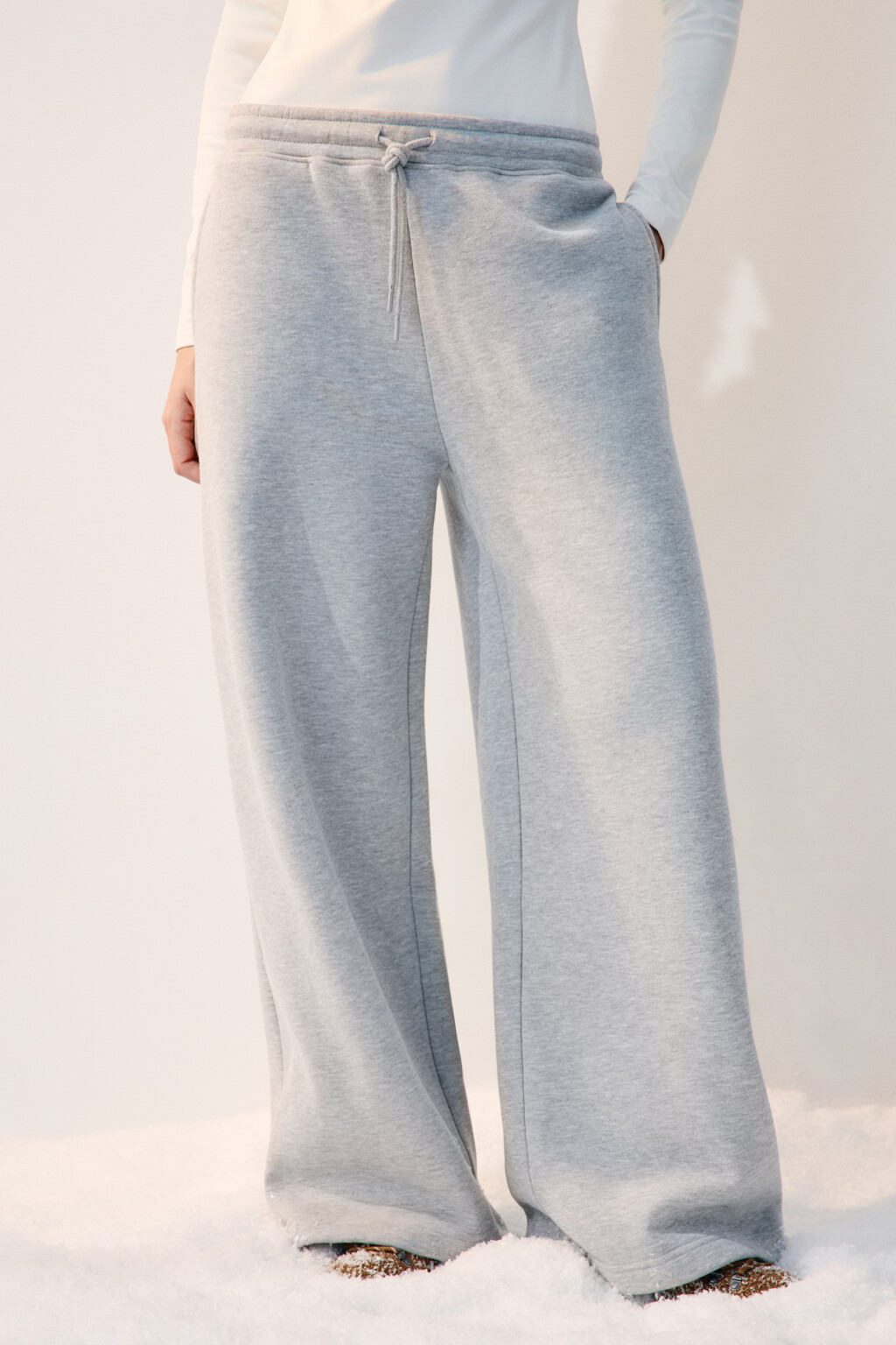 Брюки спортивные из футера с начесом - цвет серый - 3