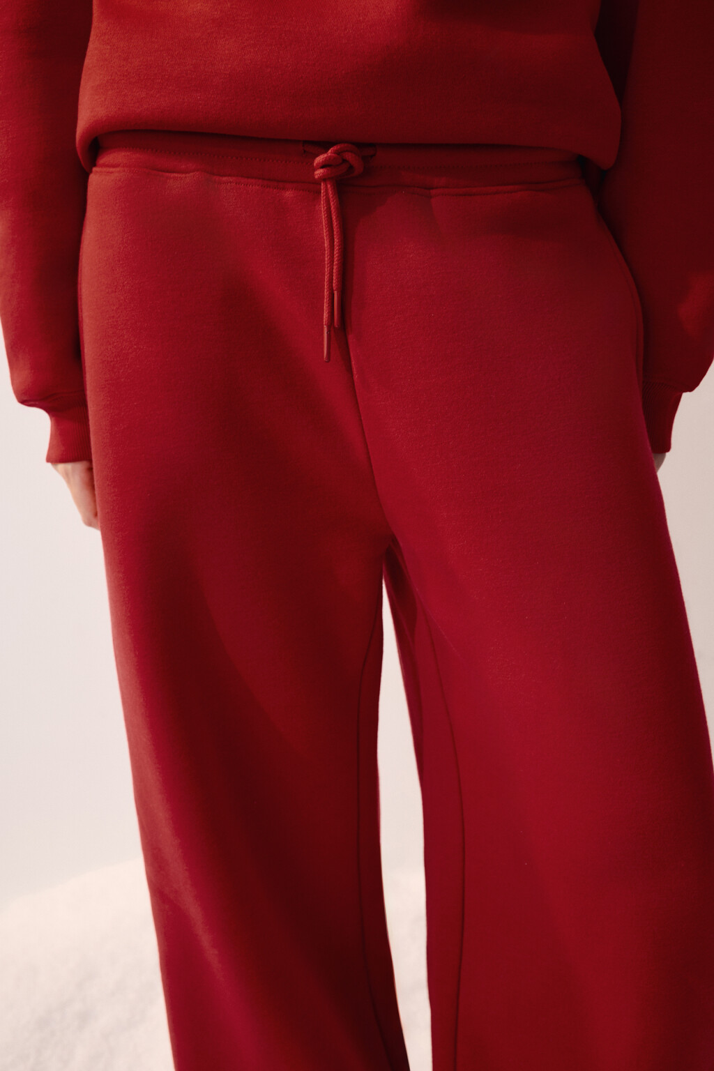 Брюки спортивные из футера с начесом - цвет красный - 5