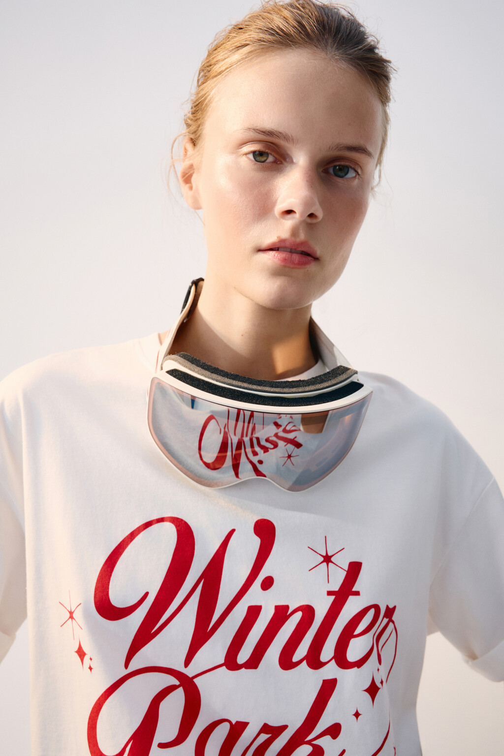 Футболка oversize спортивная с принтом - цвет ванильный - 2