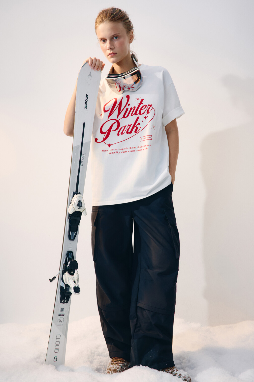 Футболка oversize спортивная с принтом - цвет ванильный - 3