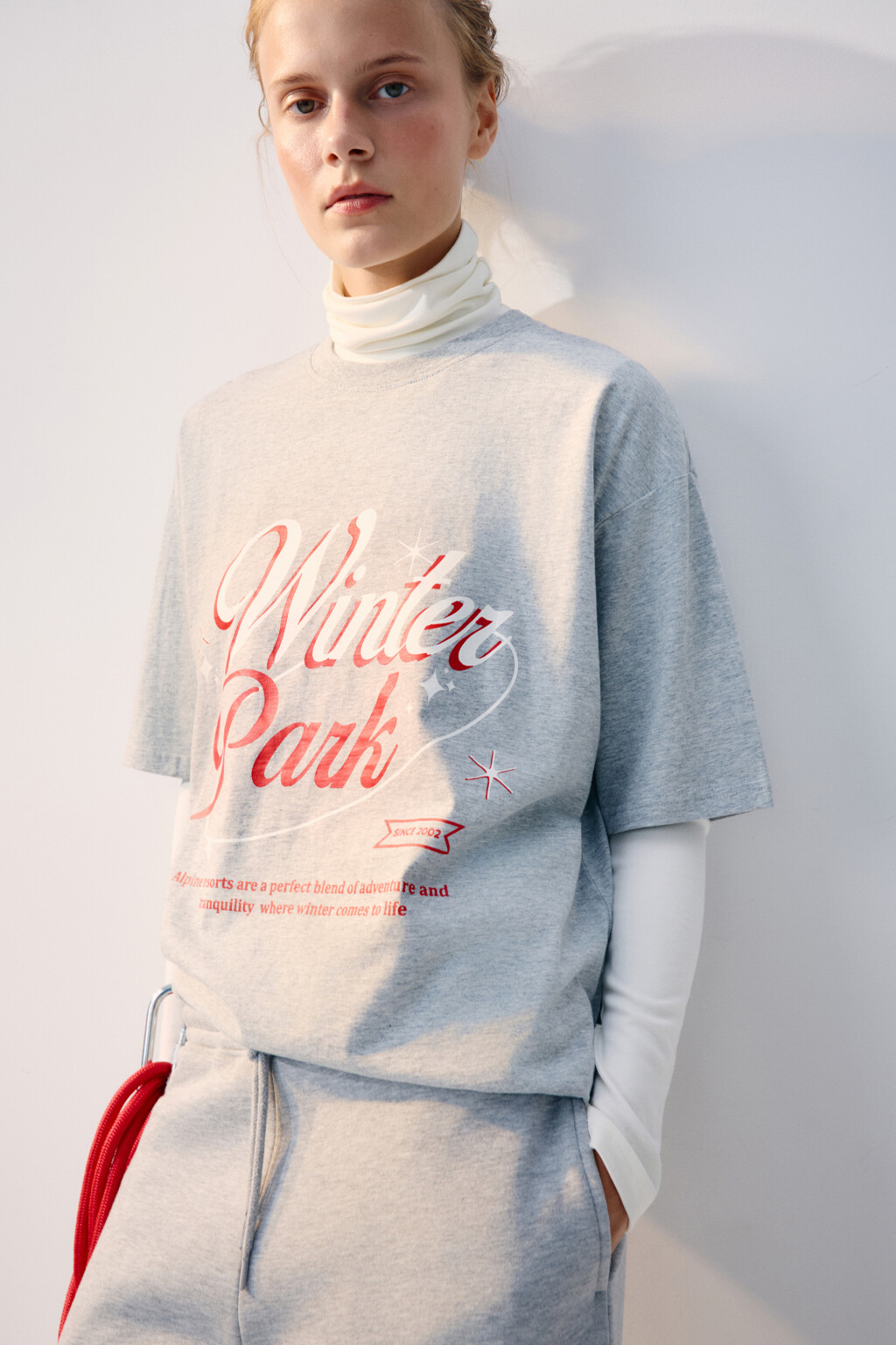 Футболка oversize спортивная с принтом - цвет серый - 1