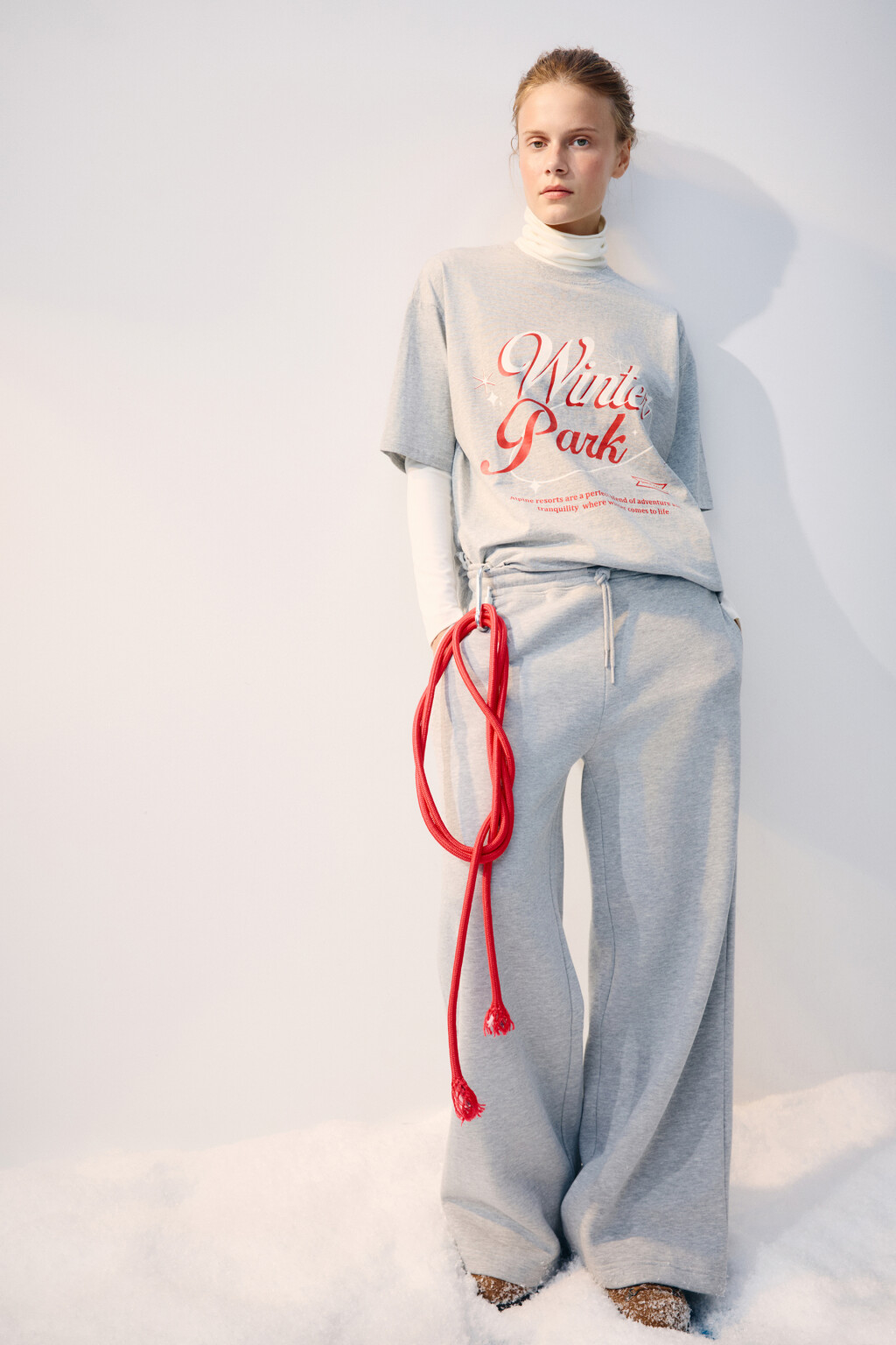 Футболка oversize спортивная с принтом - цвет серый - 2