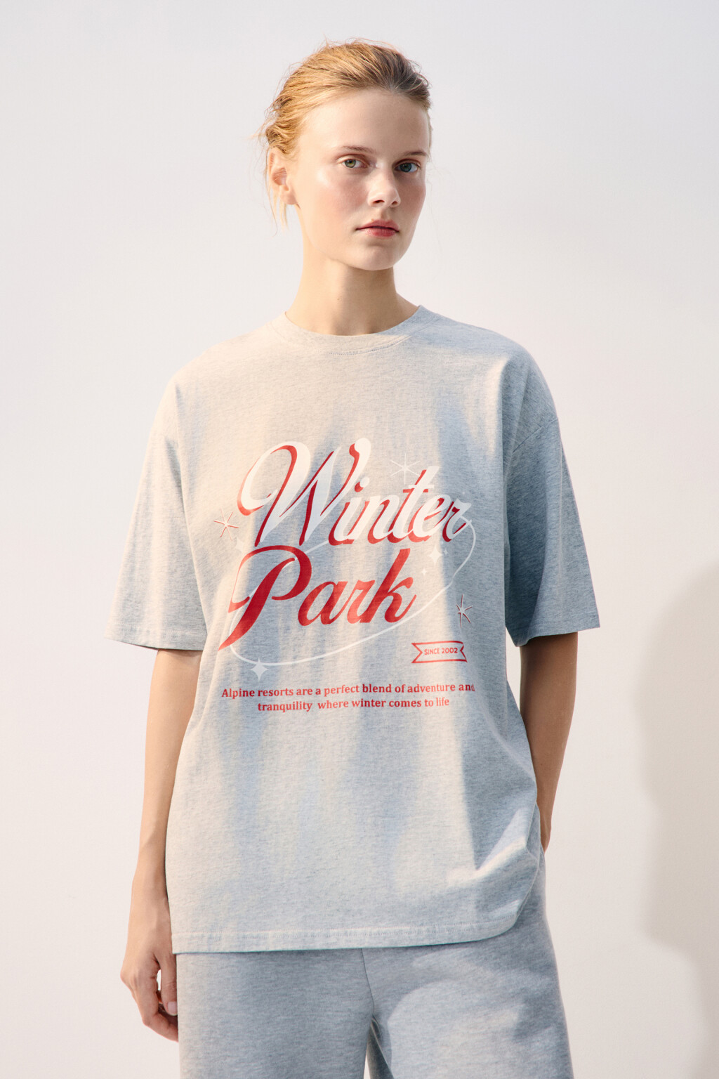 Футболка oversize спортивная с принтом - цвет серый - 3