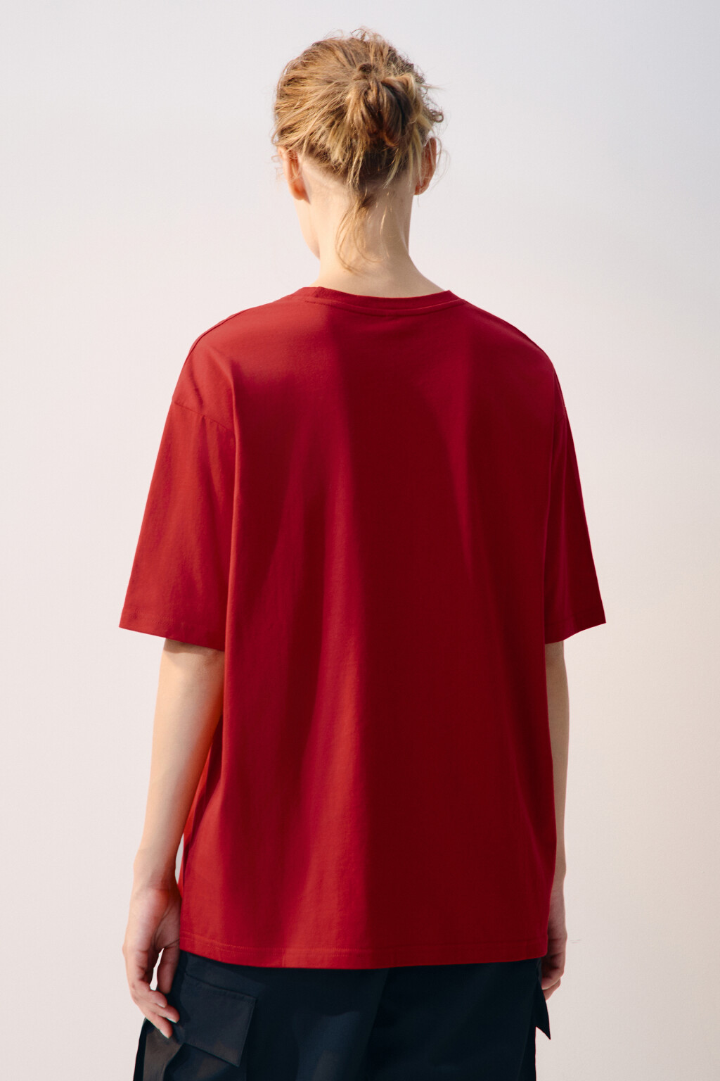 Футболка oversize спортивная с принтом - цвет красный - 3