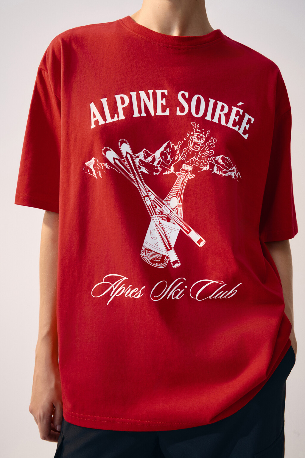 Футболка oversize спортивная с принтом - цвет красный - 6