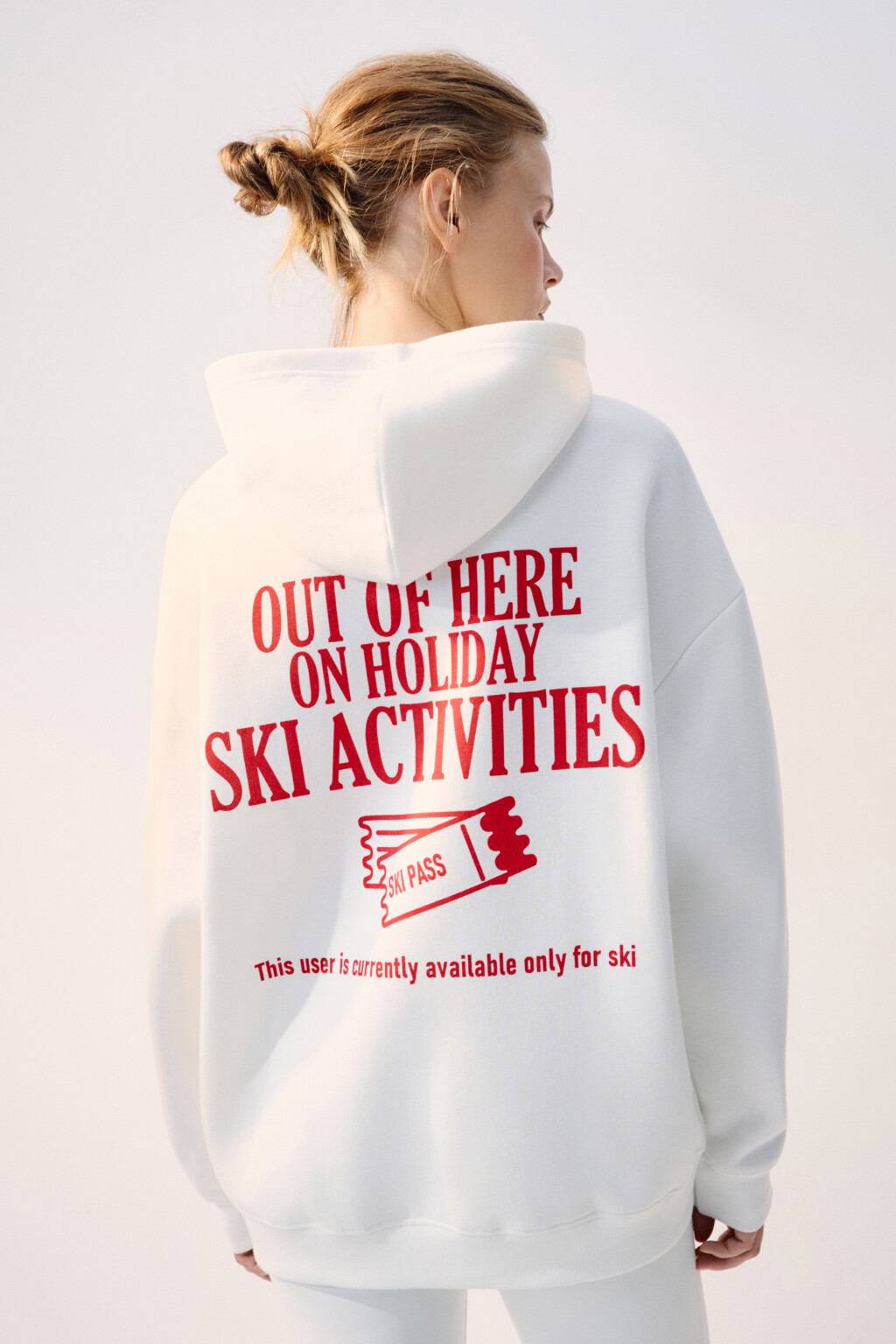 Худи oversize спортивная с принтом - цвет ванильный - 4