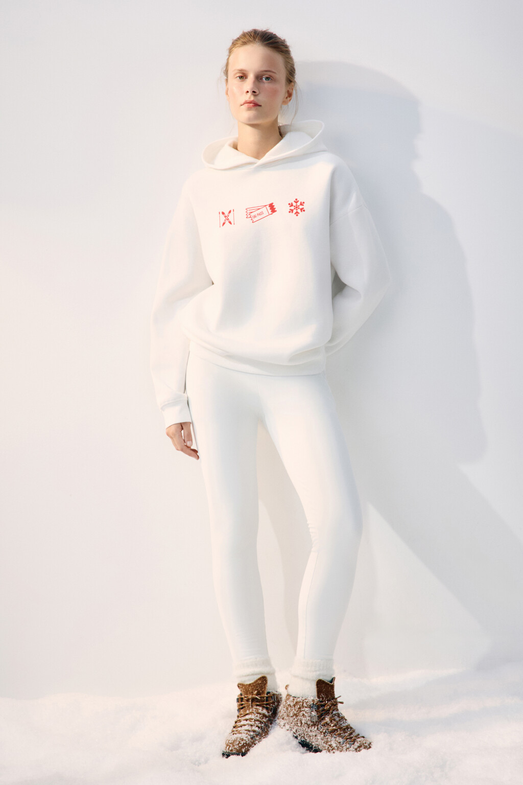 Худи oversize спортивная с принтом - цвет ванильный - 5