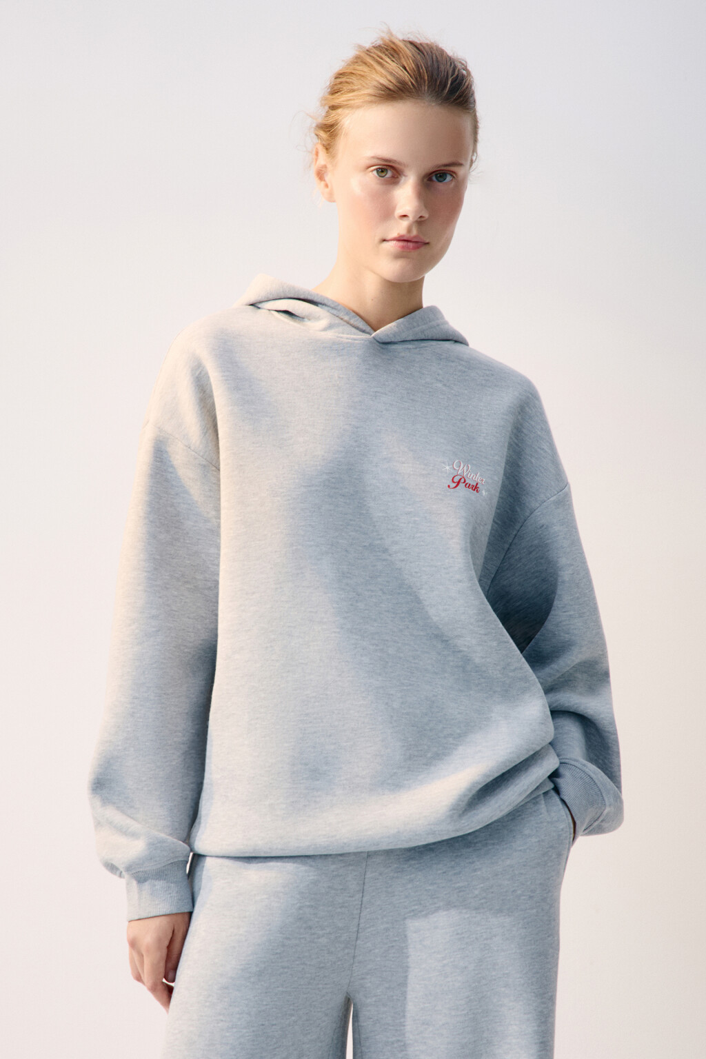 Худи oversize спортивная с принтом - цвет серый - 3