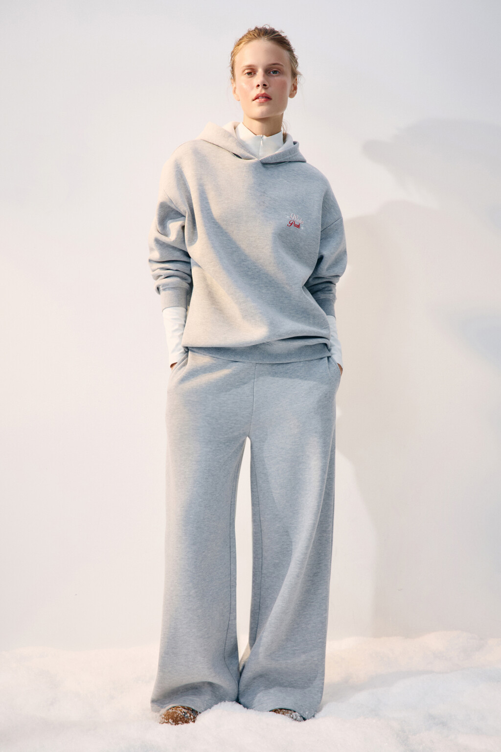 Худи oversize спортивная с принтом - цвет серый - 5